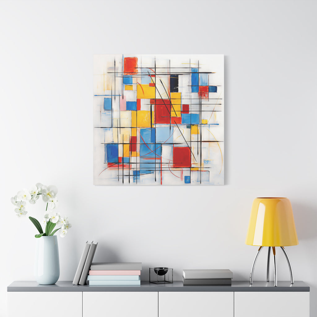 Controlled Chaos — Modern Geometric Abstract in Red, Blue, Yellow & Black