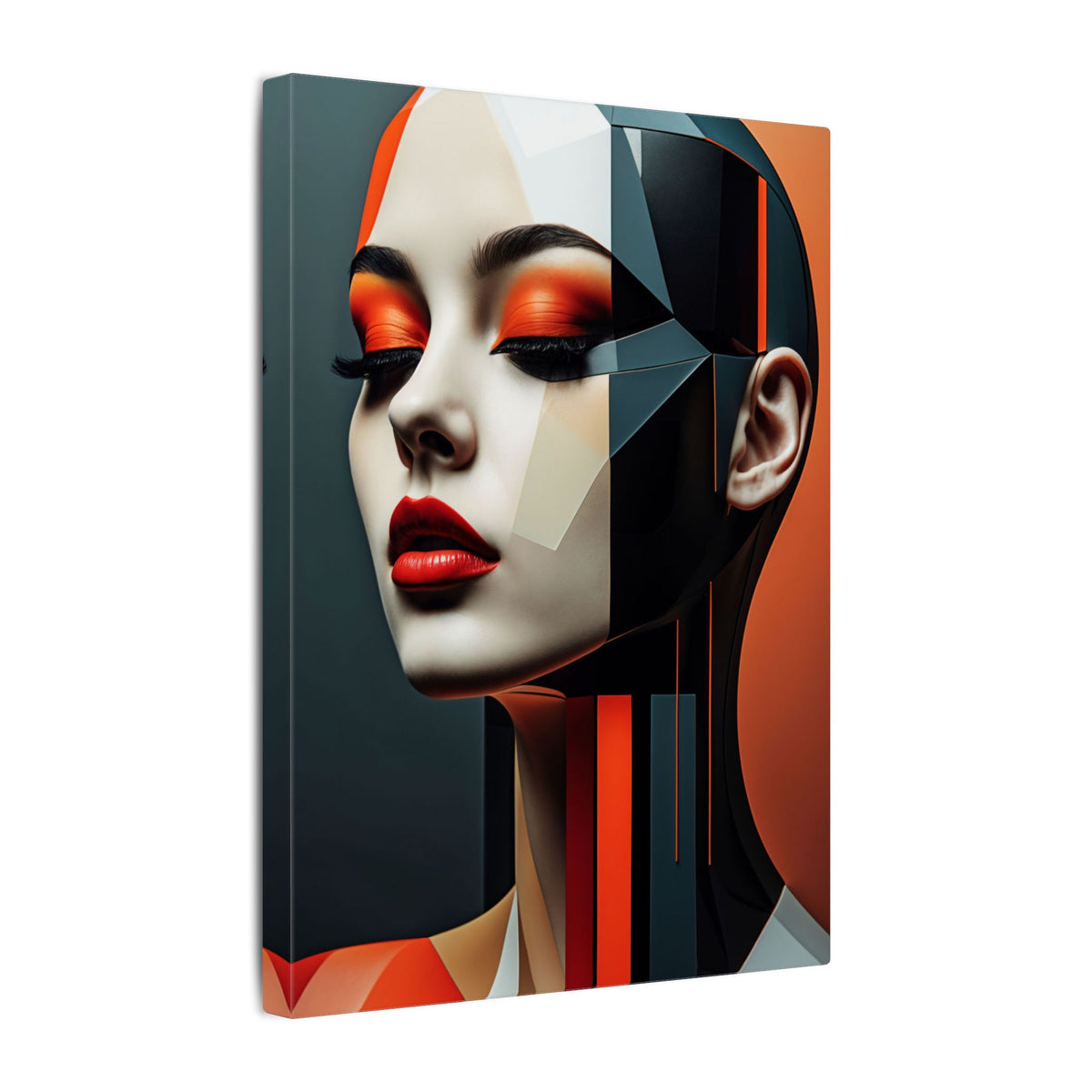 Quiet Voltage – Futurist Geometric Female Portrait Canvas Print