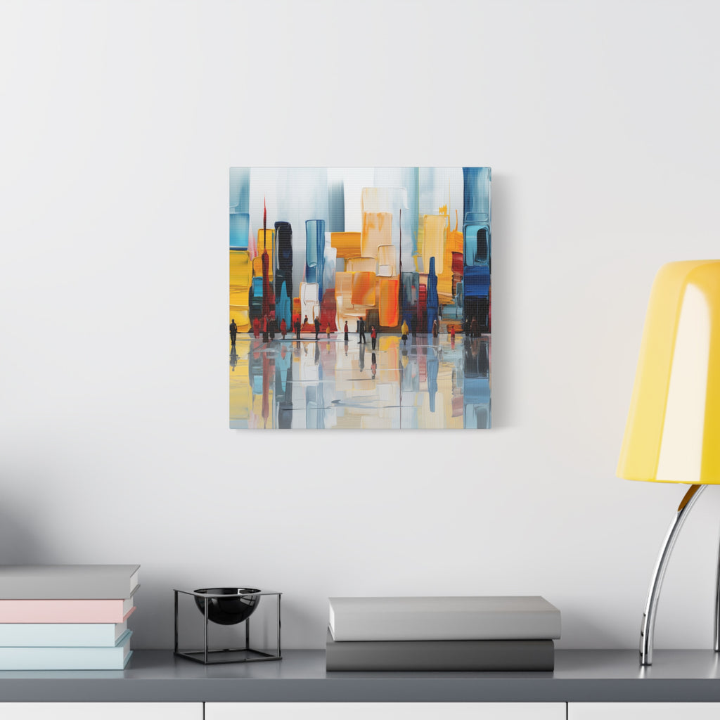 City in Reflection – Abstract Urban Skyline Canvas Print