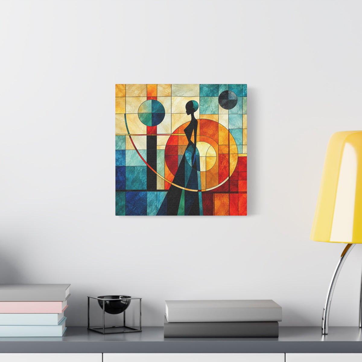 Poise in Motion — Art Deco Stained Glass Woman Canvas