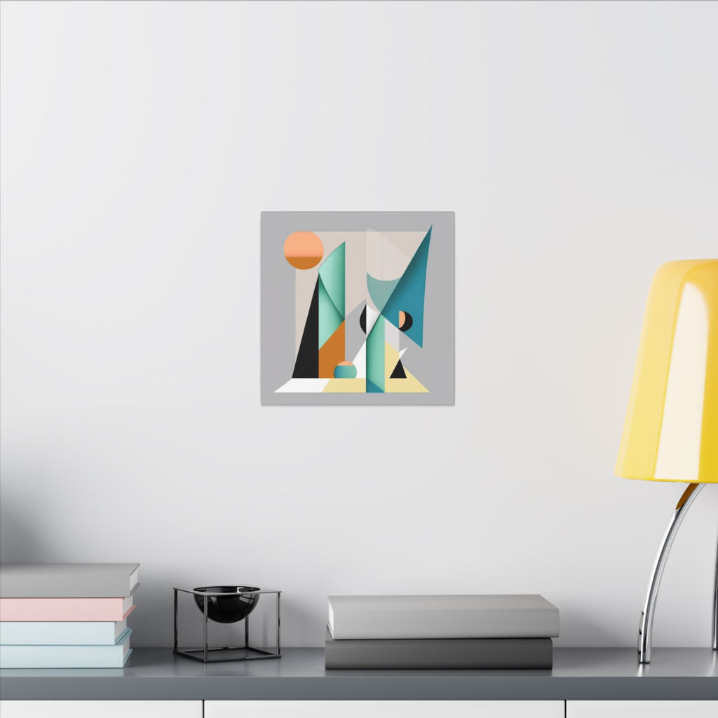 Geometry at Dusk – Teal Orange Geometric Abstract Canvas Print