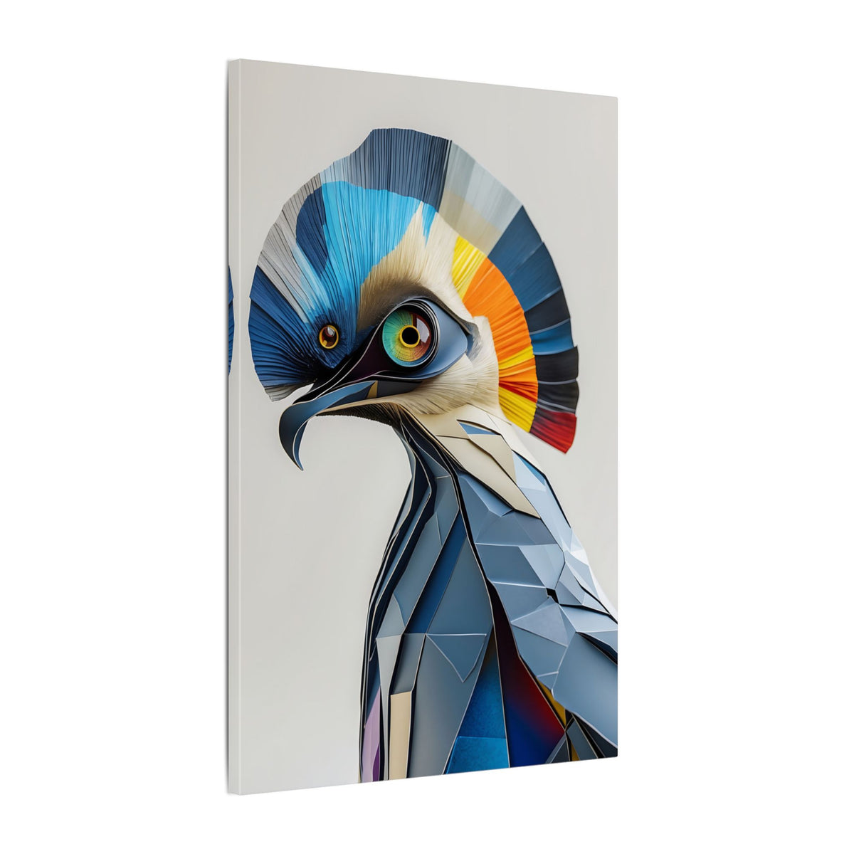 Crest of Light – Geometric Crested Bird Canvas Print