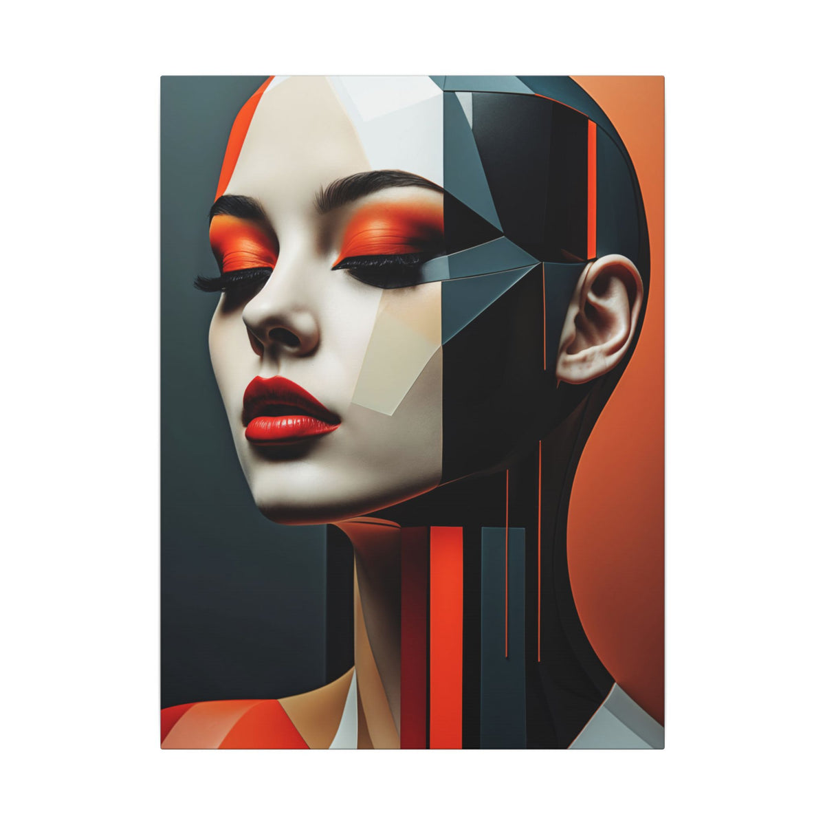 Quiet Voltage – Futurist Geometric Female Portrait Canvas Print