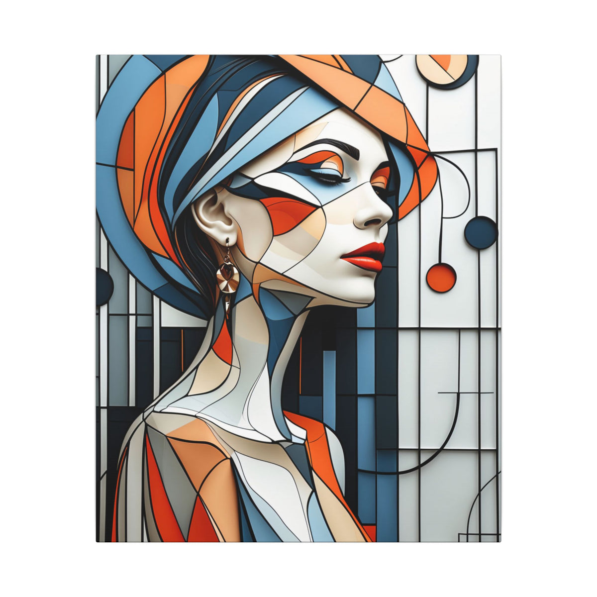 Poise in Orbit – Geometric Female Portrait Canvas Print