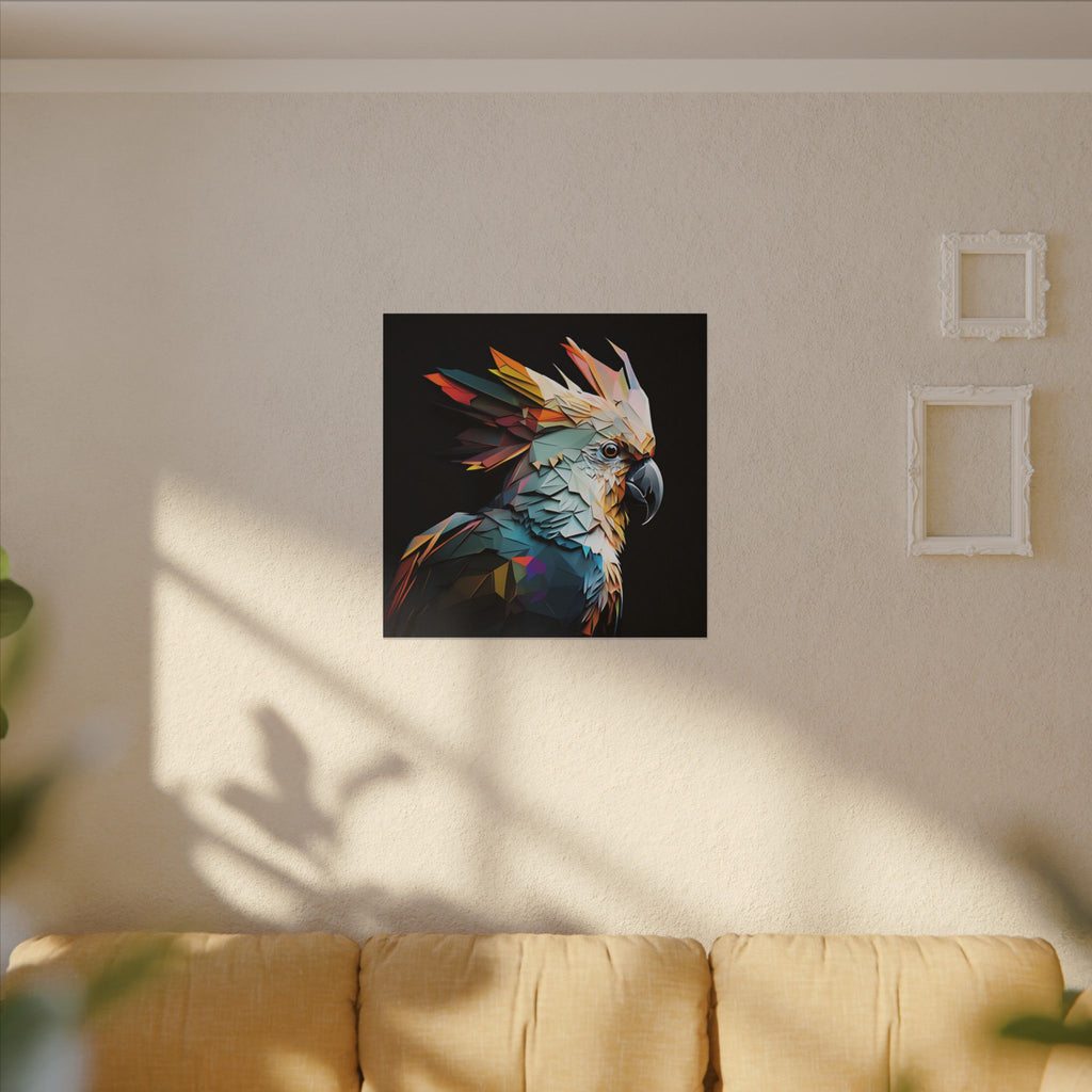 Crowned Instinct – Geometric Cockatoo Portrait Canvas Print