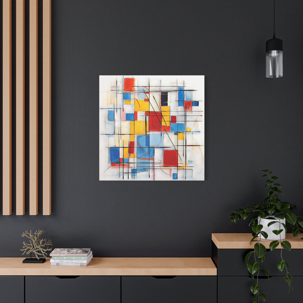 Controlled Chaos — Modern Geometric Abstract in Red, Blue, Yellow & Black