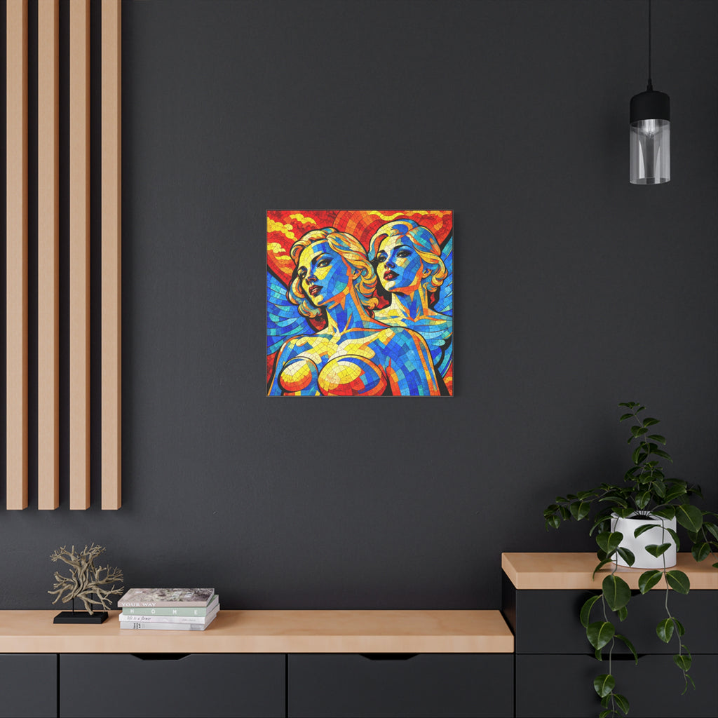Electric Muses - Vibrant Cubist Stained Glass  Matte Canvas