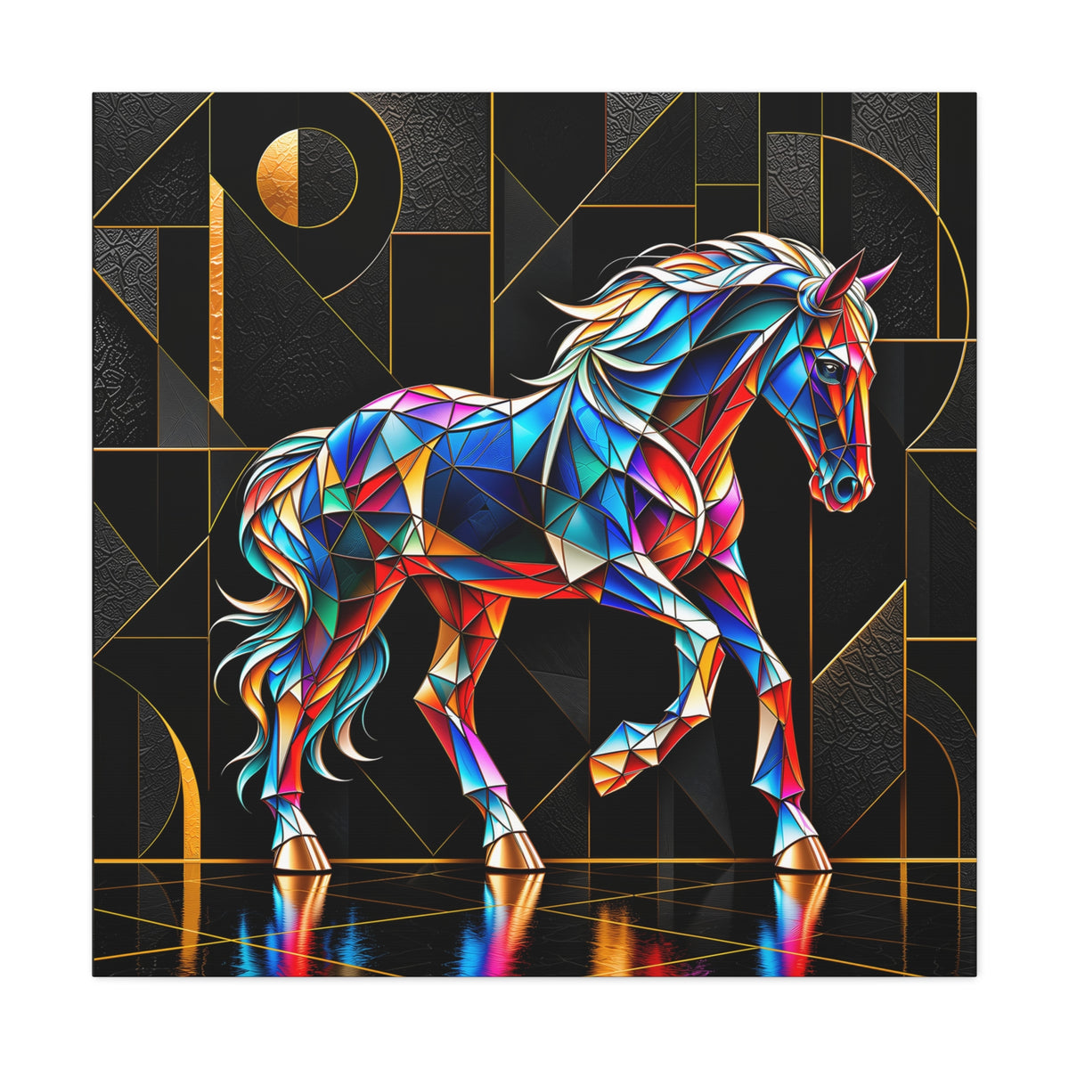 Prismatic Stallion — Stained Glass Geometric Horse Wall Art