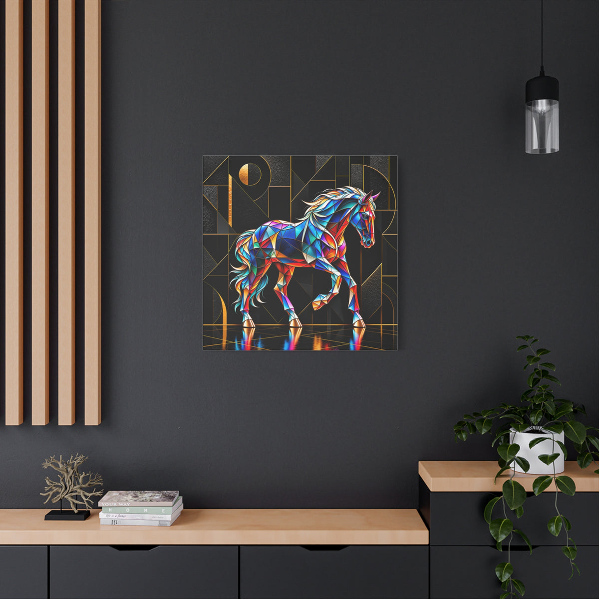 Prismatic Stallion — Stained Glass Geometric Horse Wall Art