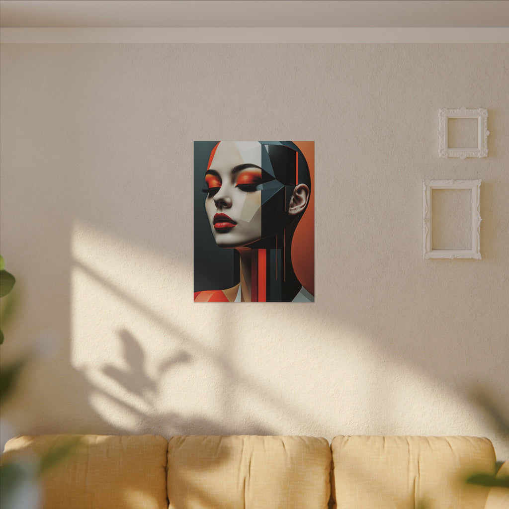 Quiet Voltage – Futurist Geometric Female Portrait Canvas Print