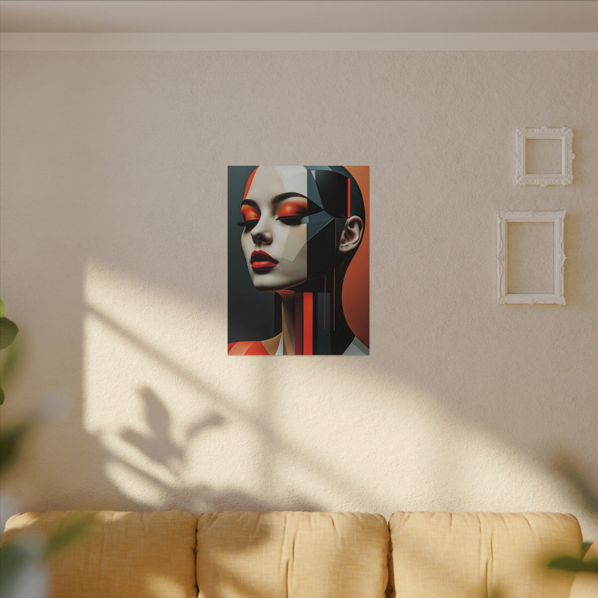 Quiet Voltage – Futurist Geometric Female Portrait Canvas Print