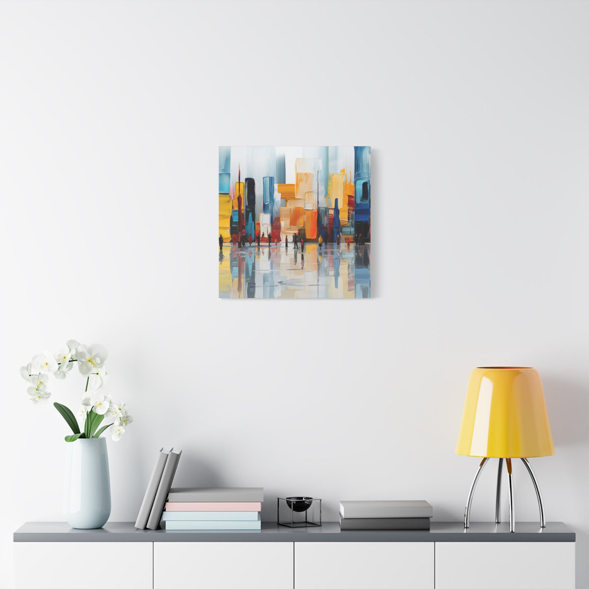 City in Reflection – Abstract Urban Skyline Canvas Print