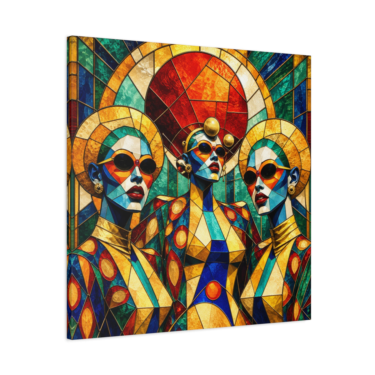 The Gilded Circle - Vibrant Geometric Portrait Wall Decor
