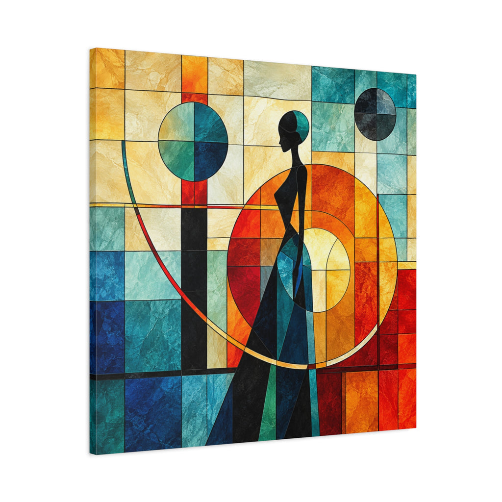 Poise in Motion — Art Deco Stained Glass Woman Canvas