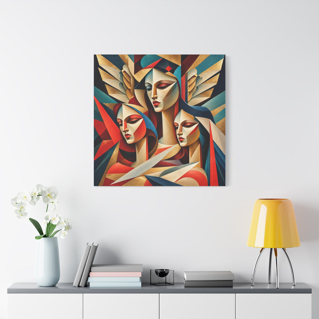 Triad of Grace — Art Deco Cubist Angel Fine Art Print