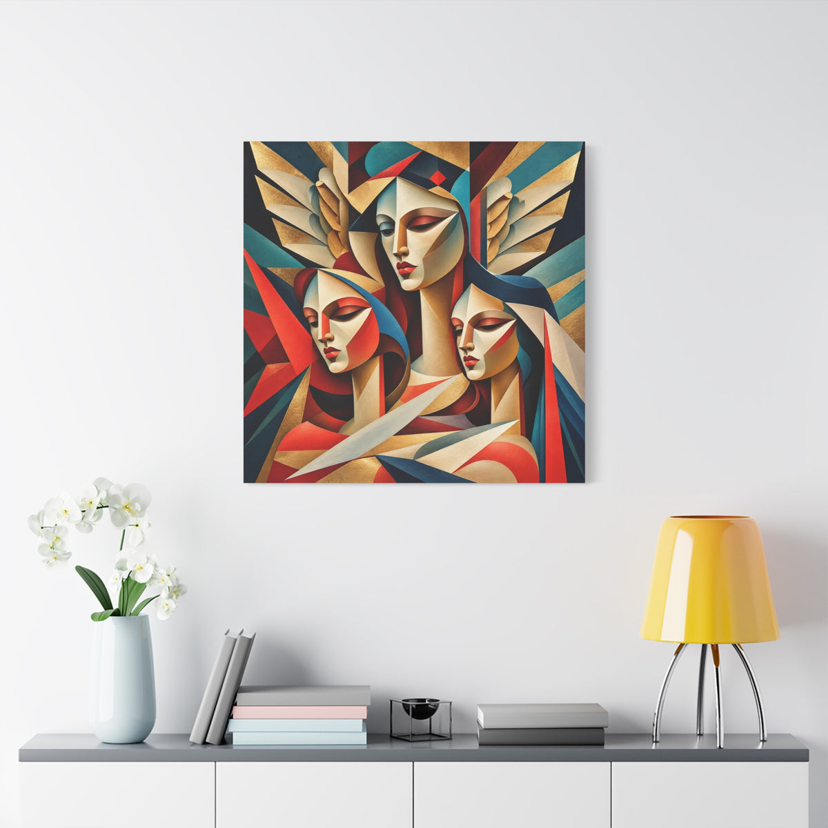 Triad of Grace — Art Deco Cubist Angel Fine Art Print