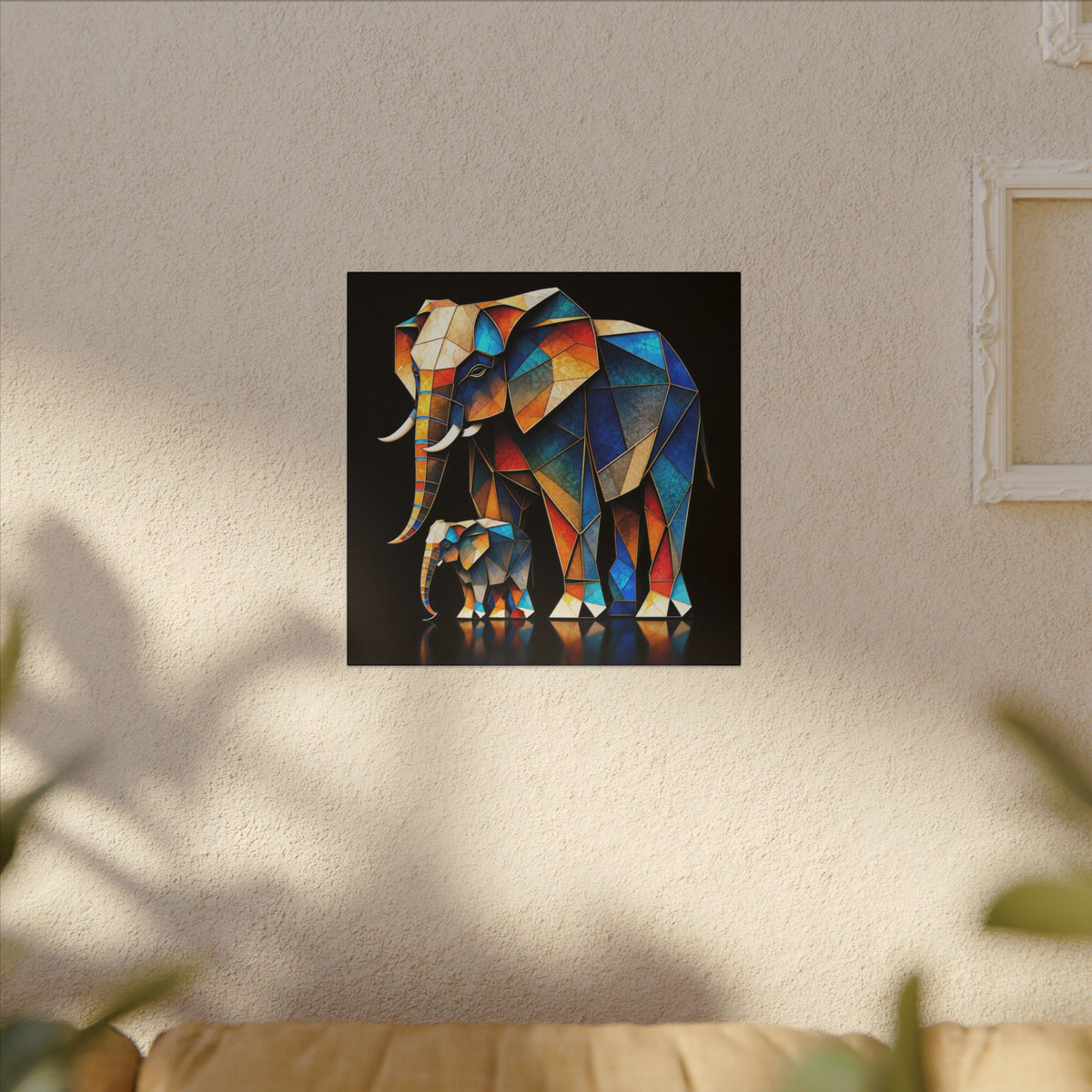 Inheritance of Strength – Geometric Elephant Family Canvas Print