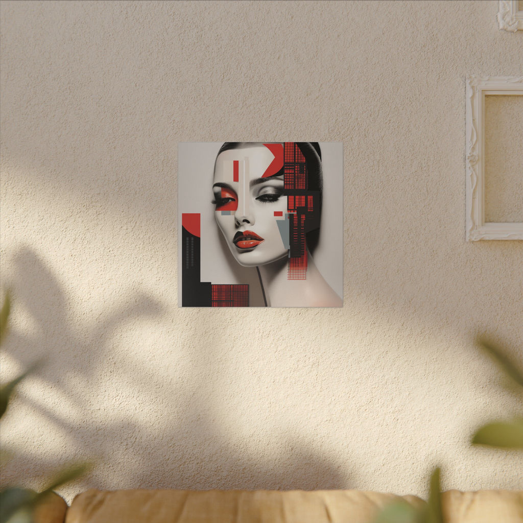Red Syntax – Geometric Fashion Portrait Canvas Print