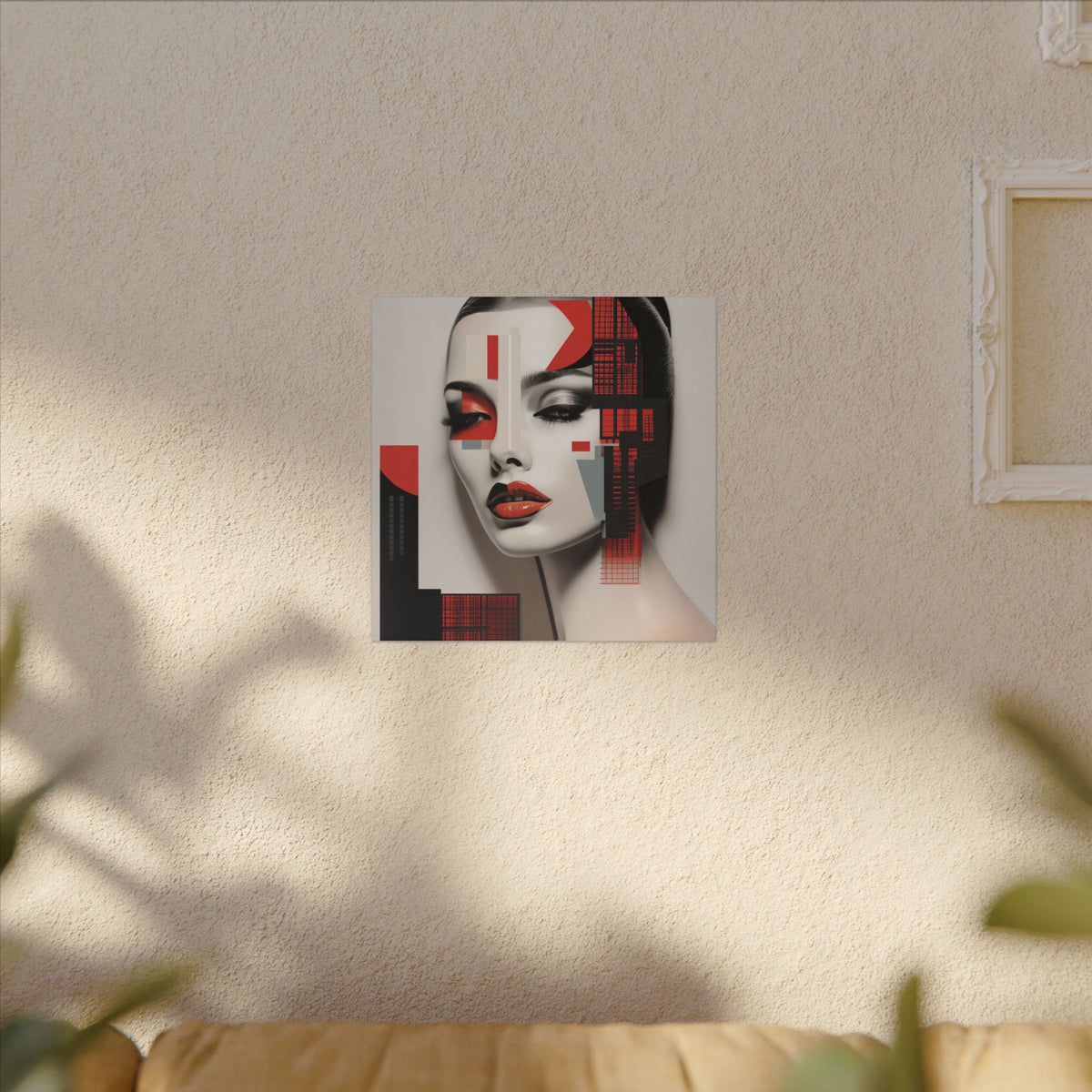 Red Syntax – Geometric Fashion Portrait Canvas Print