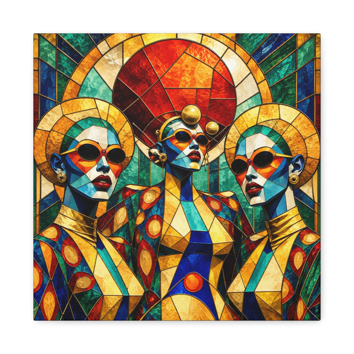 The Gilded Circle - Vibrant Geometric Portrait Wall Decor