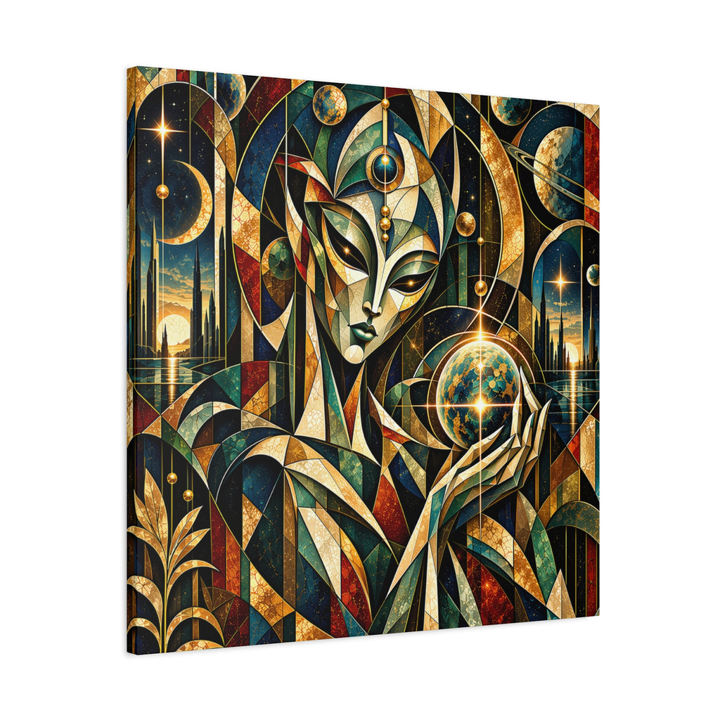 Keeper of Worlds — Futuristic Celestial Portrait Wall Art
