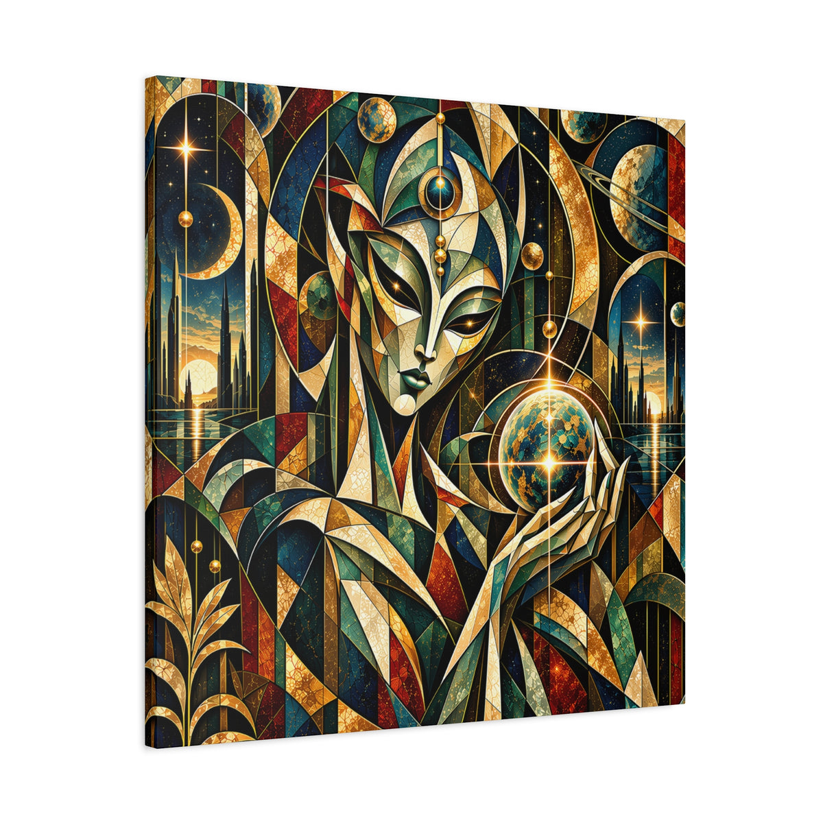 Keeper of Worlds — Futuristic Celestial Portrait Wall Art