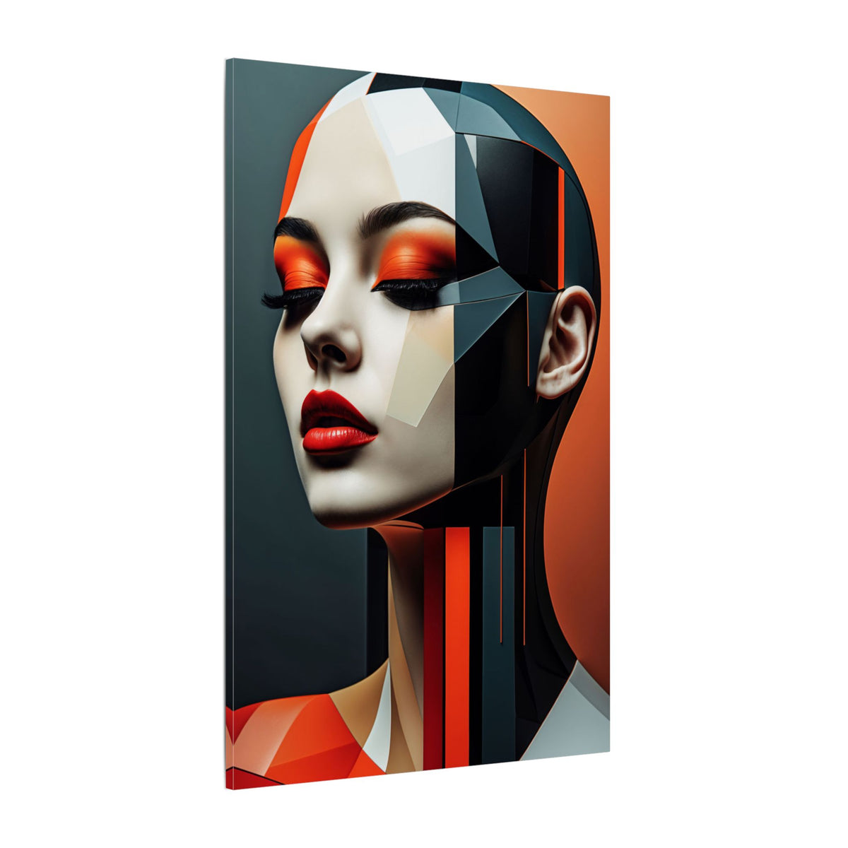 Quiet Voltage – Futurist Geometric Female Portrait Canvas Print
