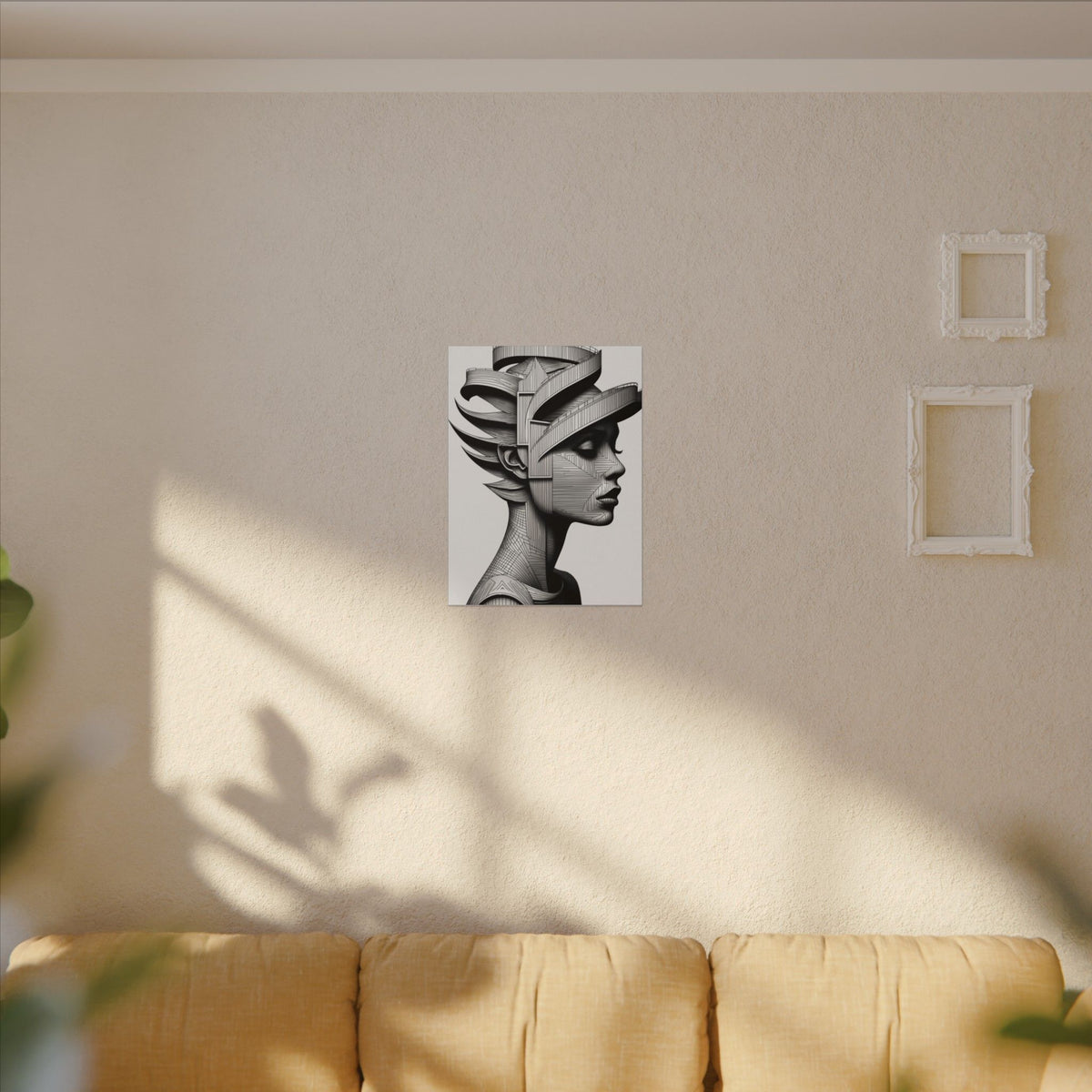 Architecture of Thought – Monochrome Futurist Portrait Canvas Print