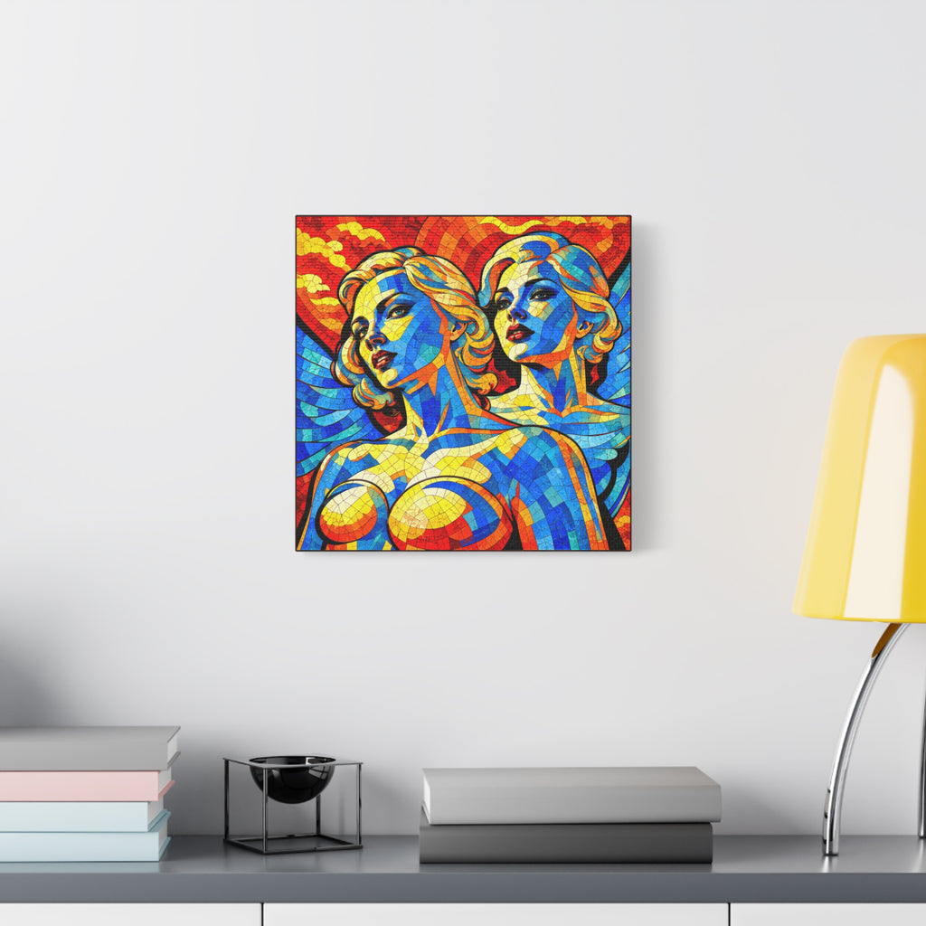 Electric Muses - Vibrant Cubist Stained Glass  Matte Canvas