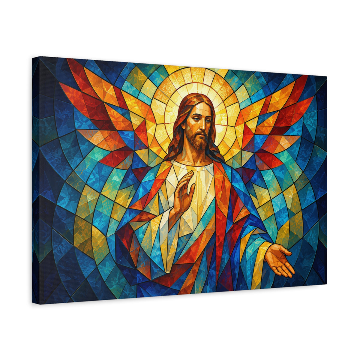 Open Hands of Grace - Cubist Stained Glass Jesus Canvas Print