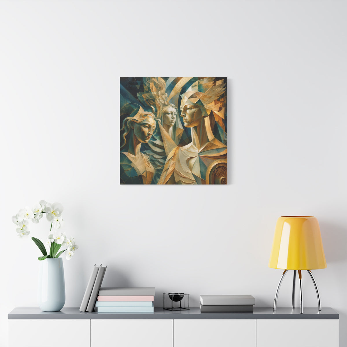 Chorus of Grace — Celestial Cubist Portrait Fine Art Print