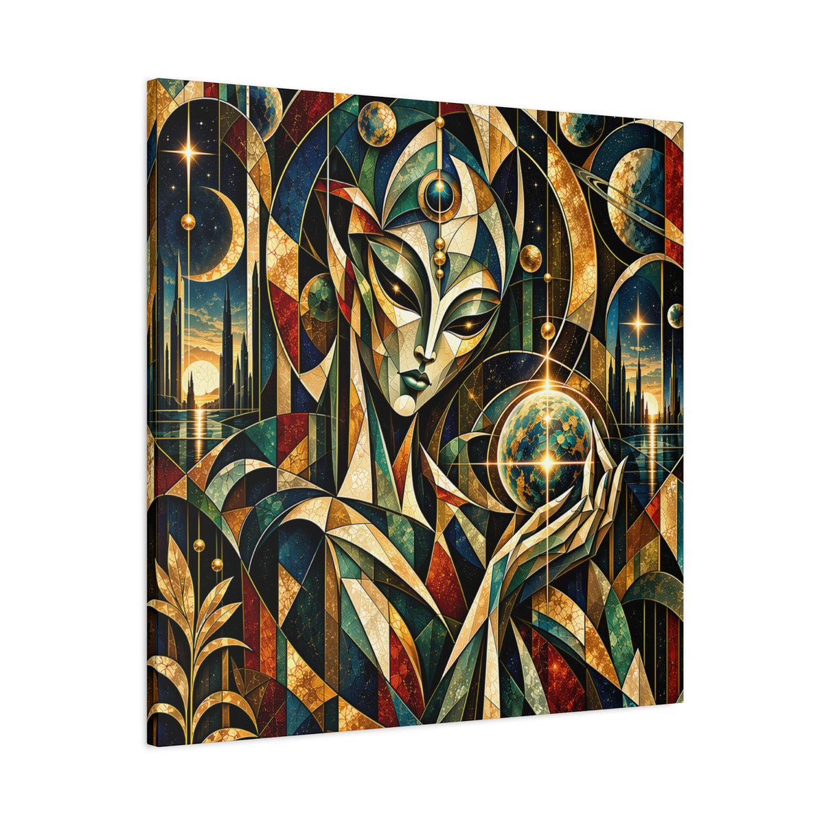 Keeper of Worlds — Futuristic Celestial Portrait Wall Art