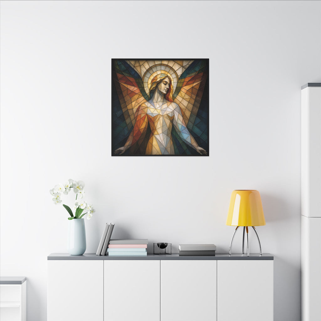 Grace in Light – Geometric Stained Glass Angel Canvas Print