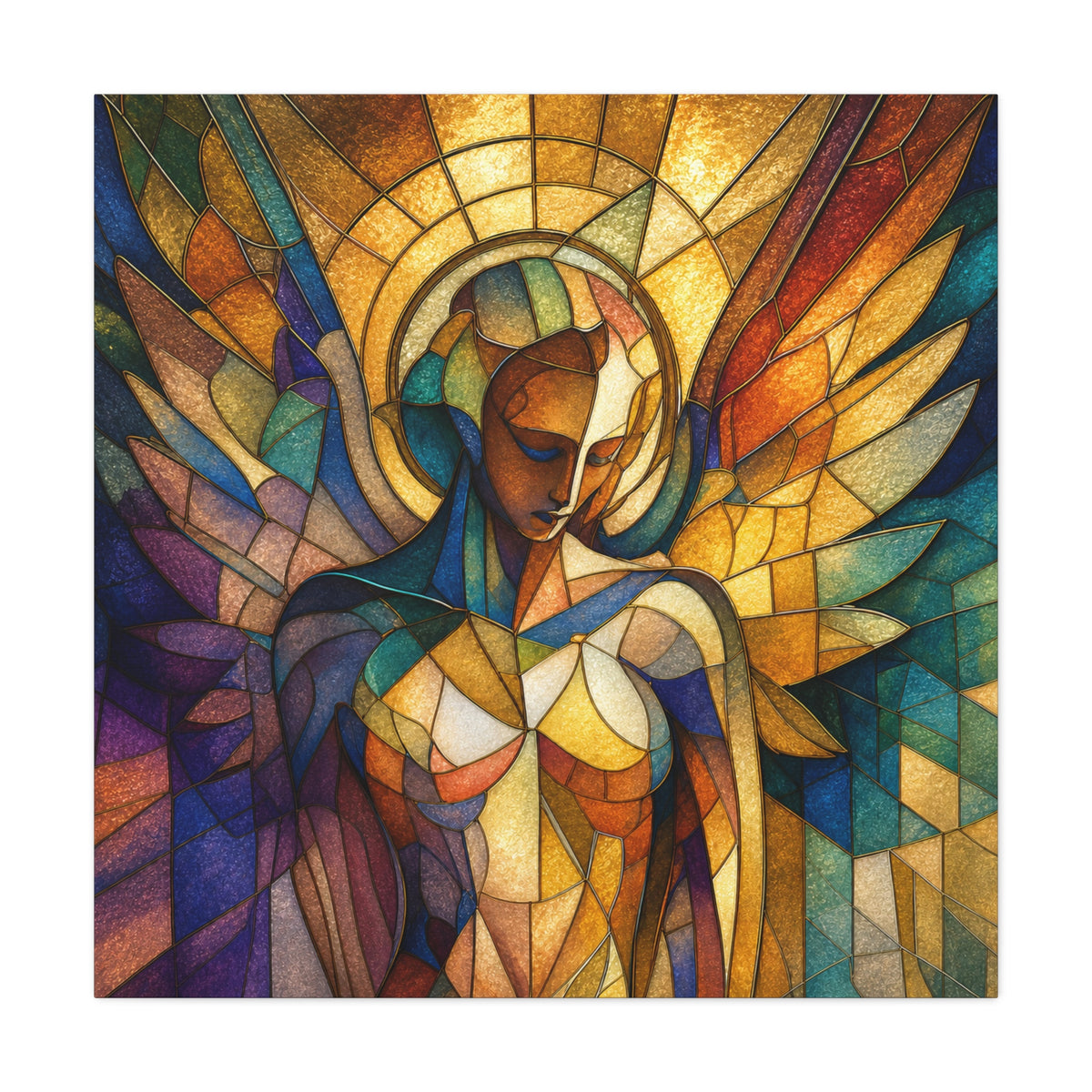 Grace in Full Color — Modern Stained Glass Angel Wall Art