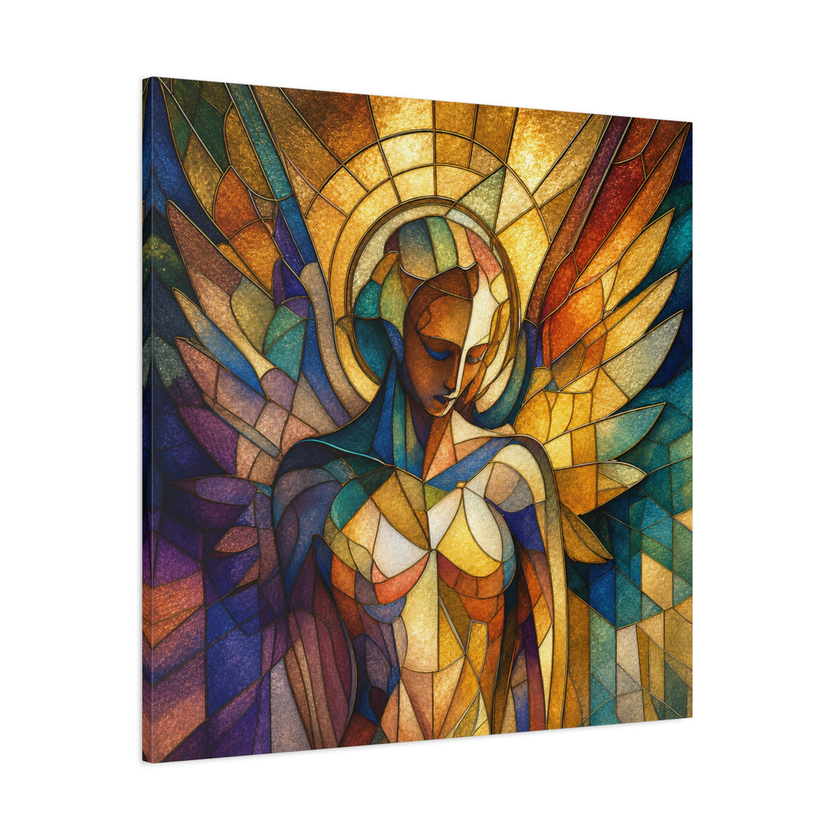 Grace in Full Color — Modern Stained Glass Angel Wall Art