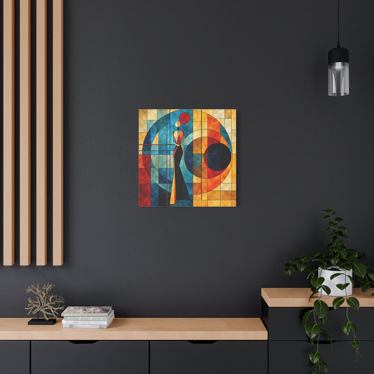 Orbit of Poise — Art Deco Stained Glass Woman Canvas