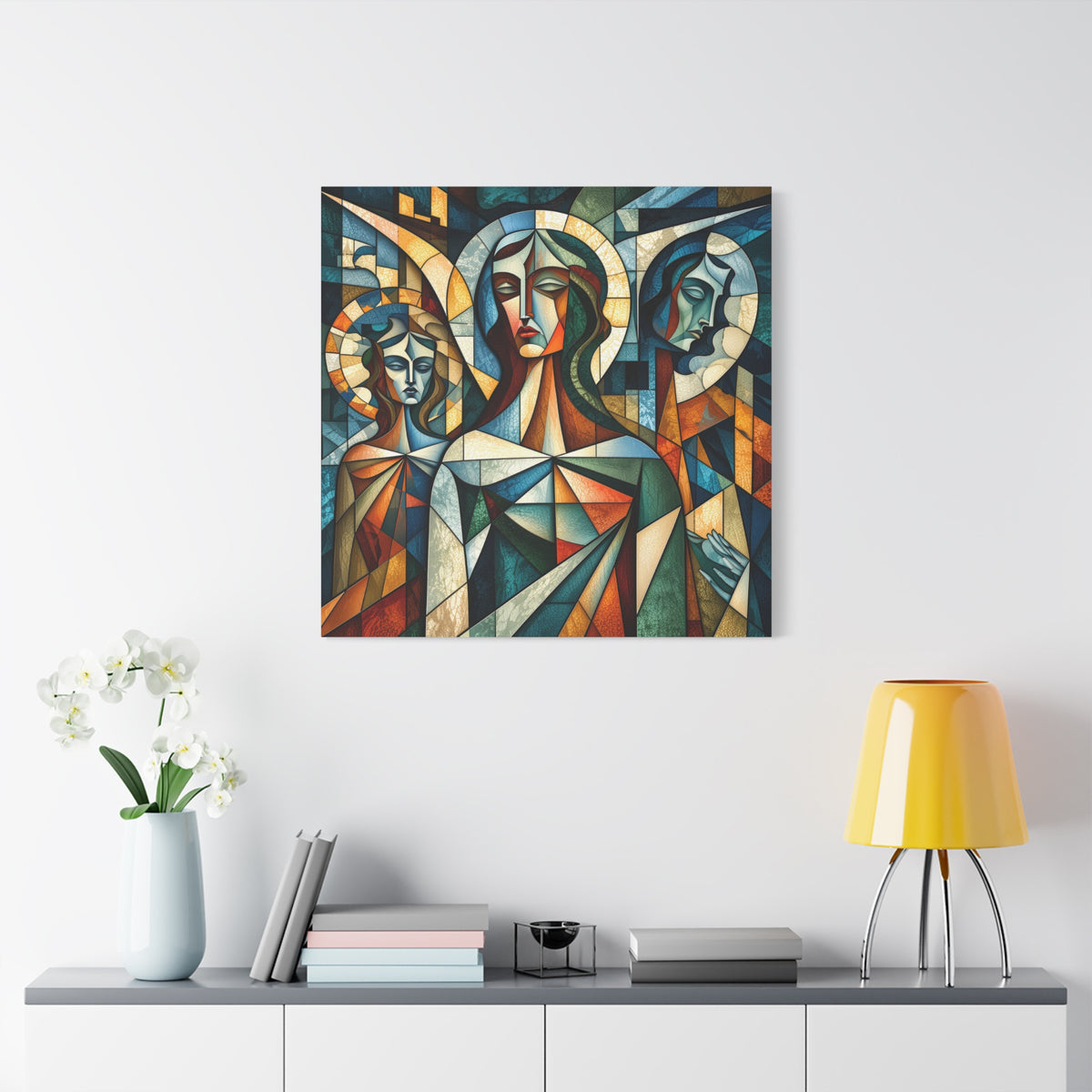 The Ones Who Watch Over Us | Cubist Stained Glass Angel Art