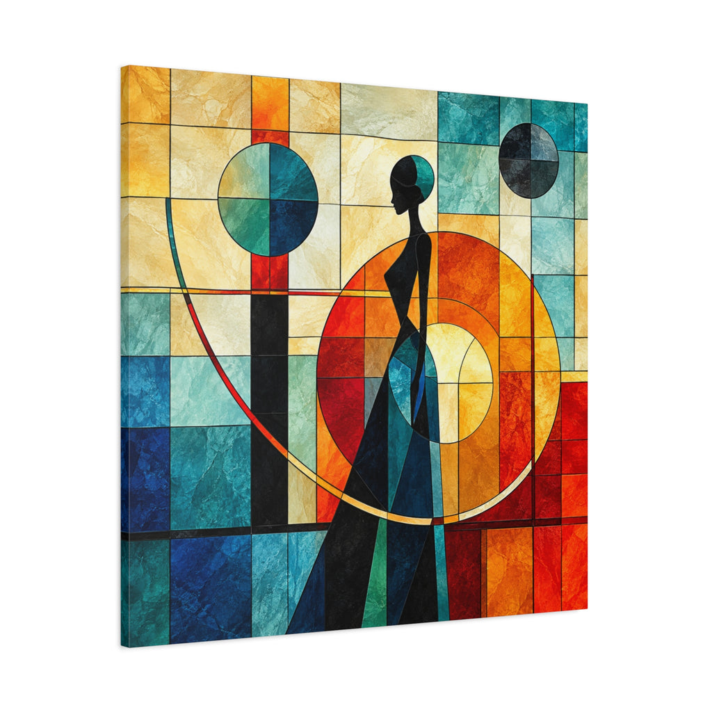 Poise in Motion — Art Deco Stained Glass Woman Canvas