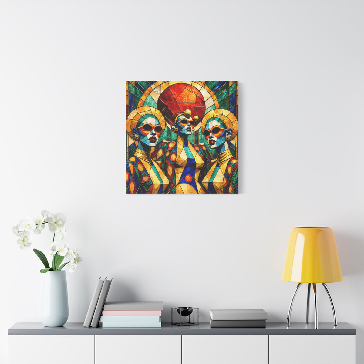 The Gilded Circle - Vibrant Geometric Portrait Wall Decor