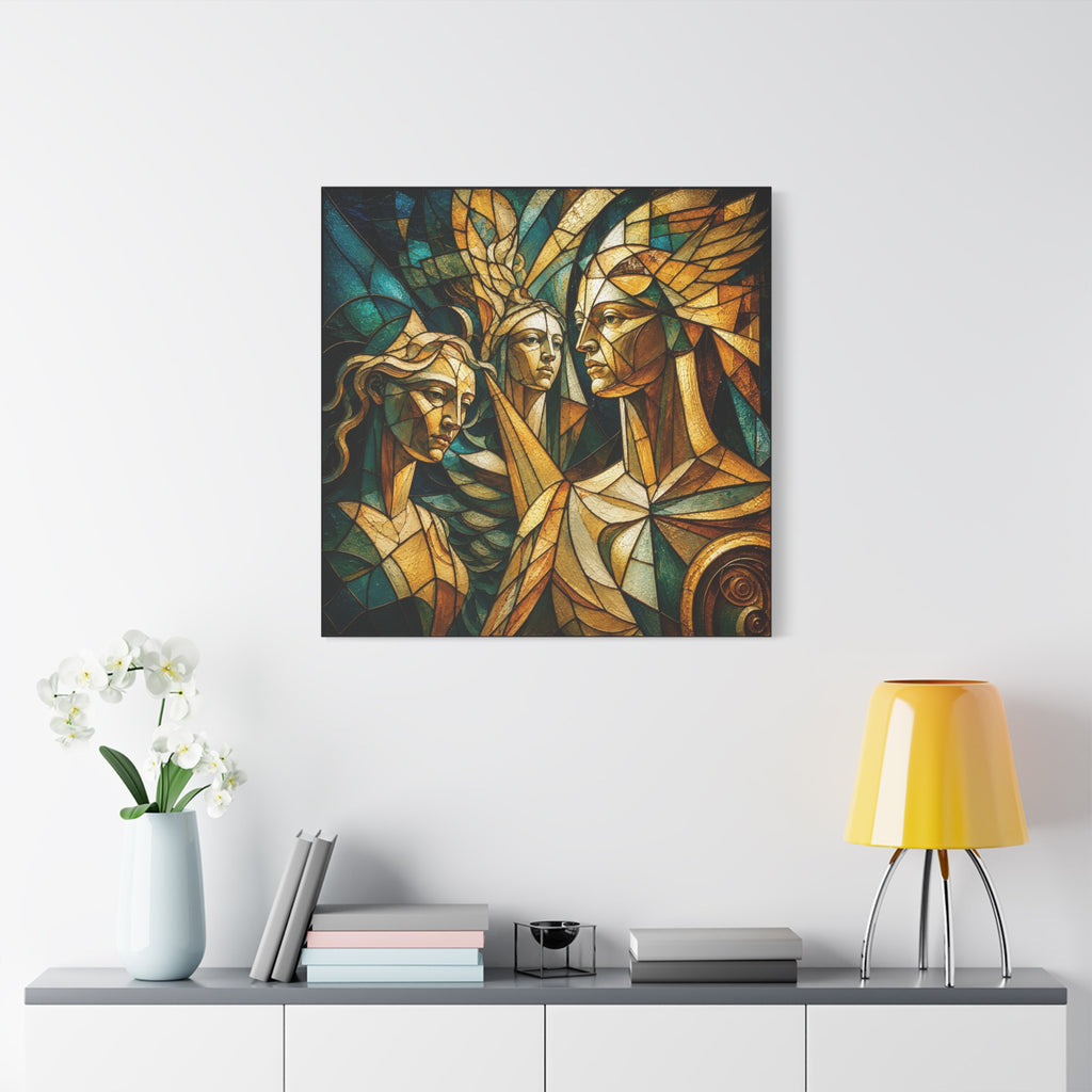 The Golden Council — Modern Stained Glass Figurative Wall Art