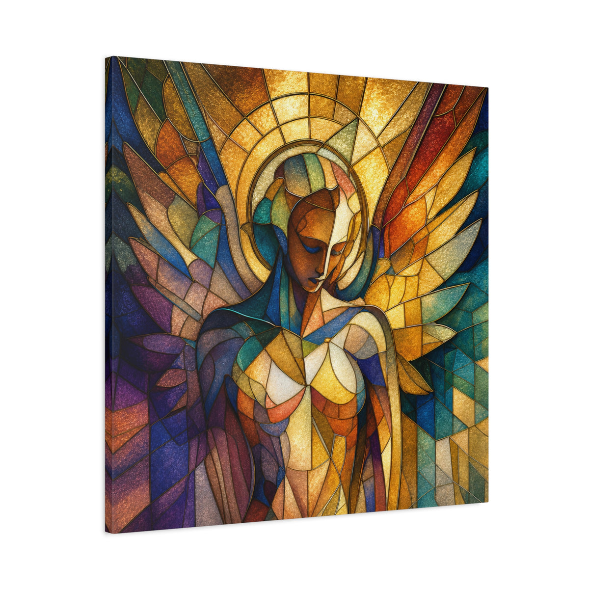Grace in Full Color — Modern Stained Glass Angel Wall Art