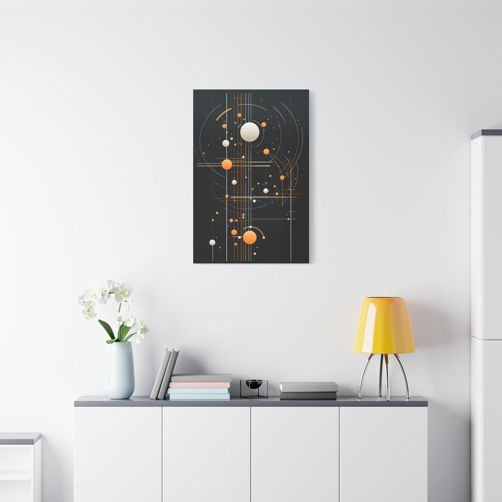 Orbital Blueprint No. 2 — Modern Orange & White Orb Wall Art