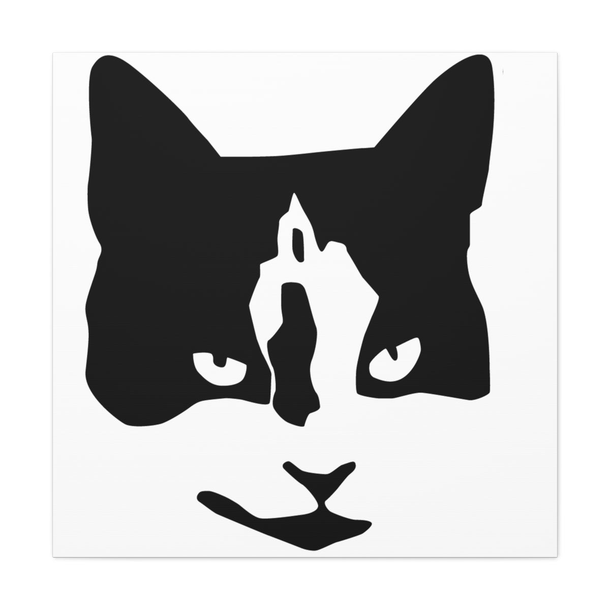Black Mask – Minimal Black and White Abstract Cat Face Canvas Print
