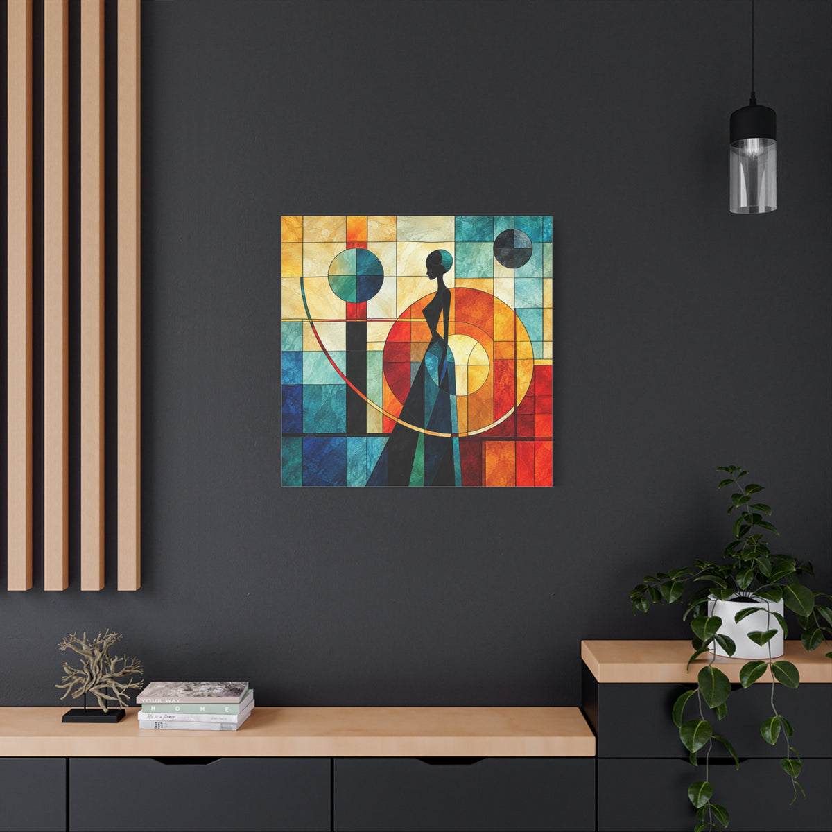 Poise in Motion — Art Deco Stained Glass Woman Canvas
