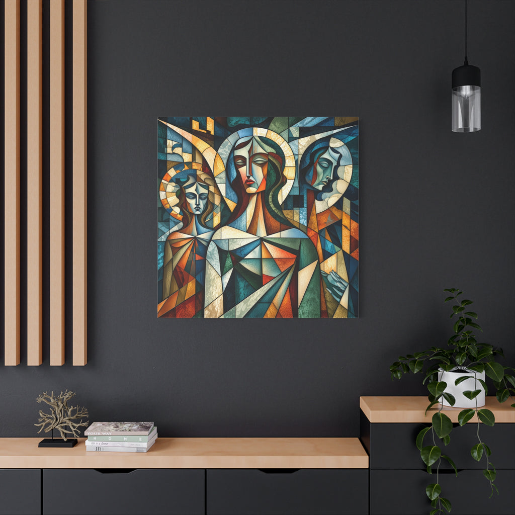 The Ones Who Watch Over Us | Cubist Stained Glass Angel Art
