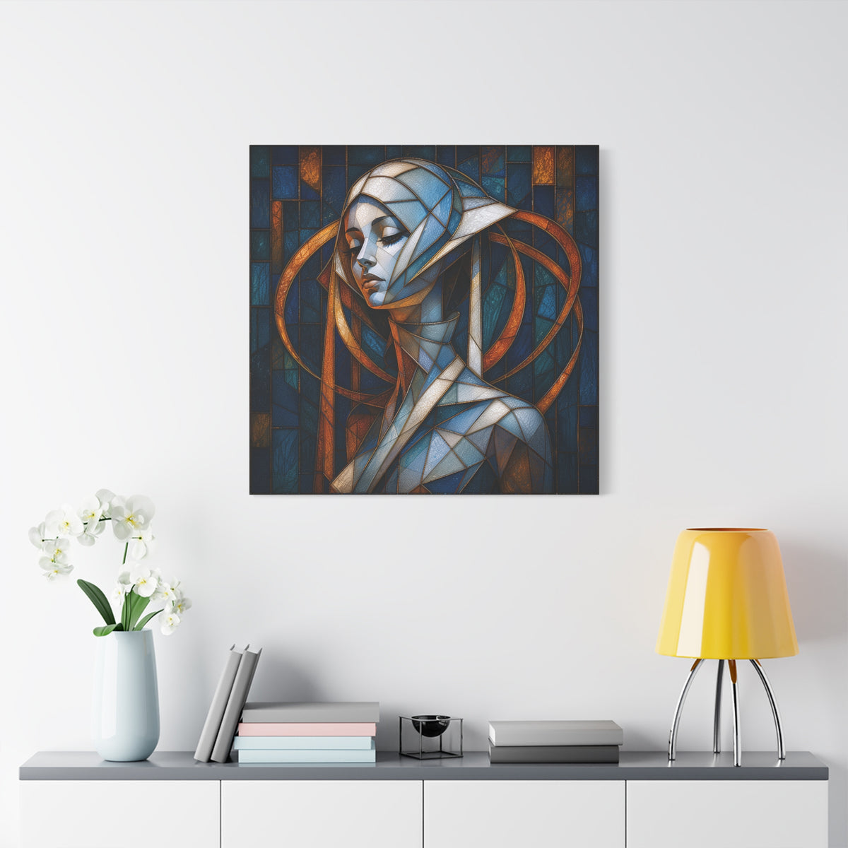 Cathedral of Her Own — Modern Stained Glass Woman Portrait Art