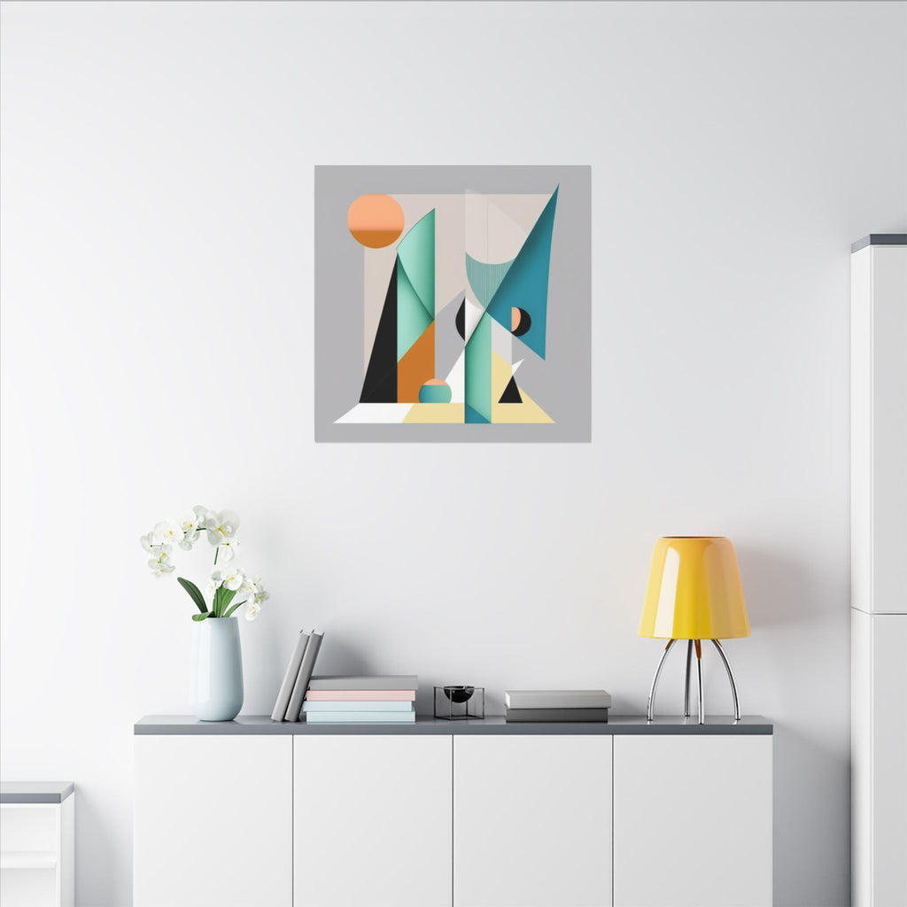Geometry at Dusk – Teal Orange Geometric Abstract Canvas Print