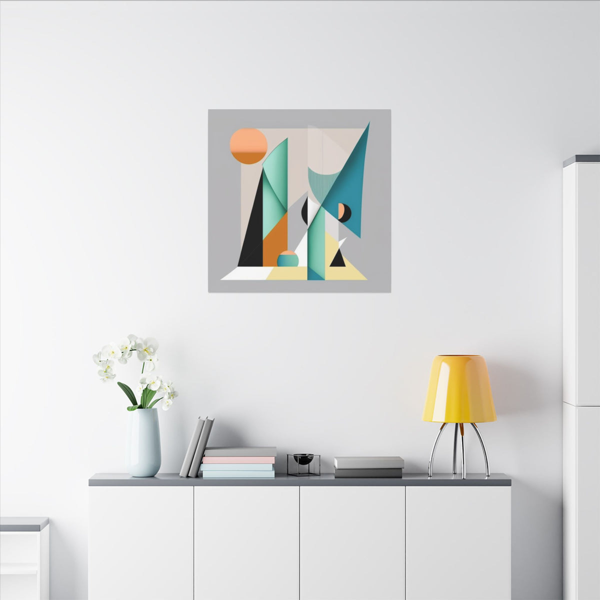 Geometry at Dusk – Teal Orange Geometric Abstract Canvas Print