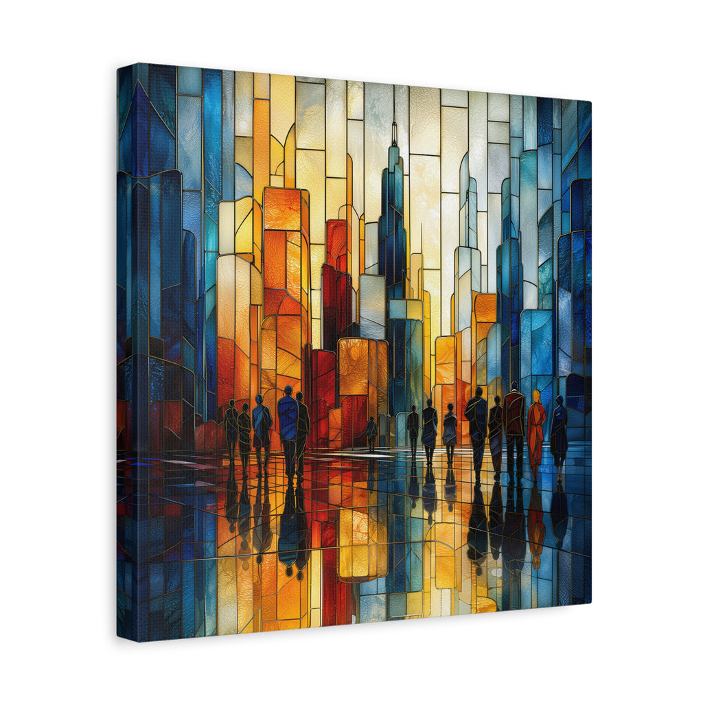 City of Light — Modern Stained Glass Skyline Wall Art
