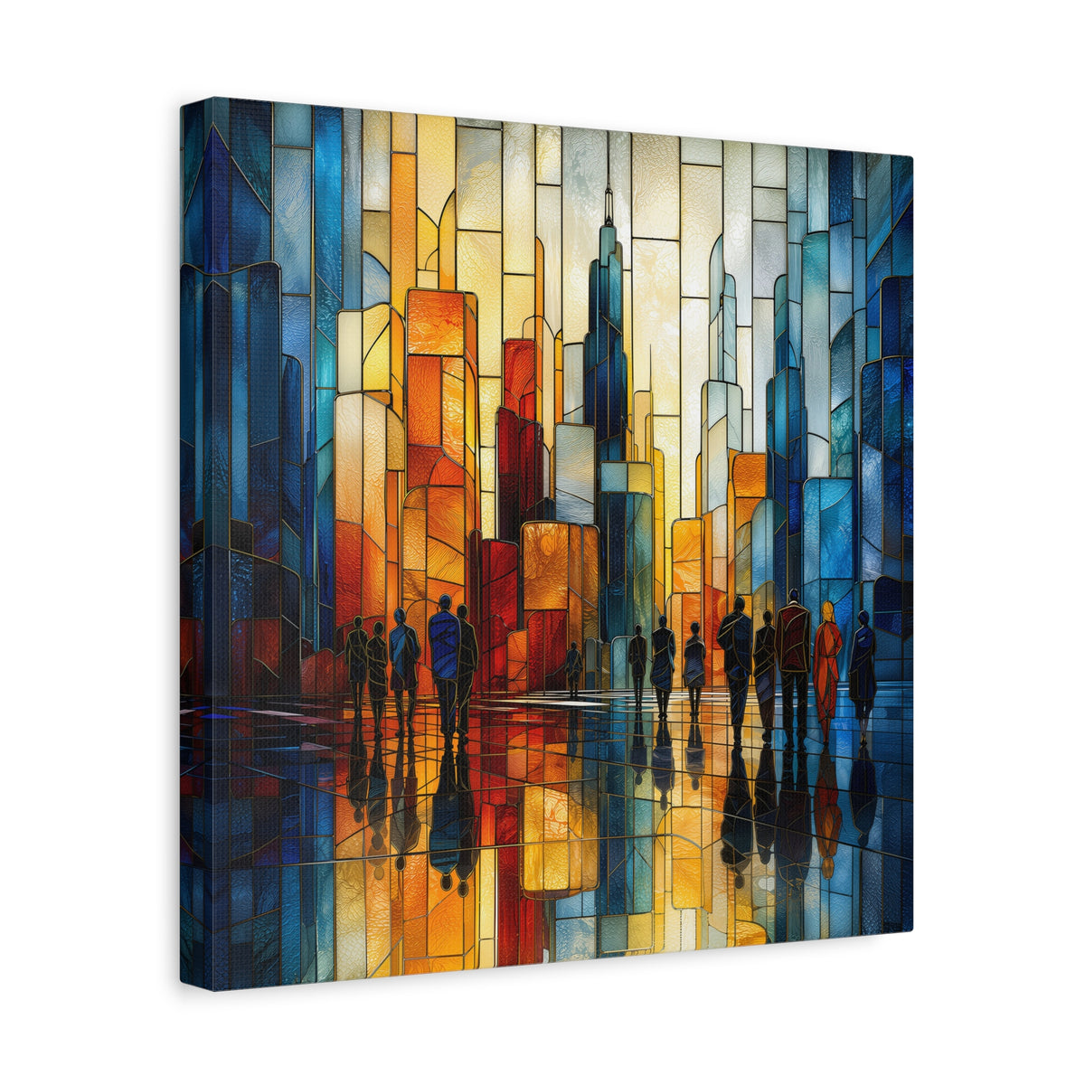City of Light — Modern Stained Glass Skyline Wall Art